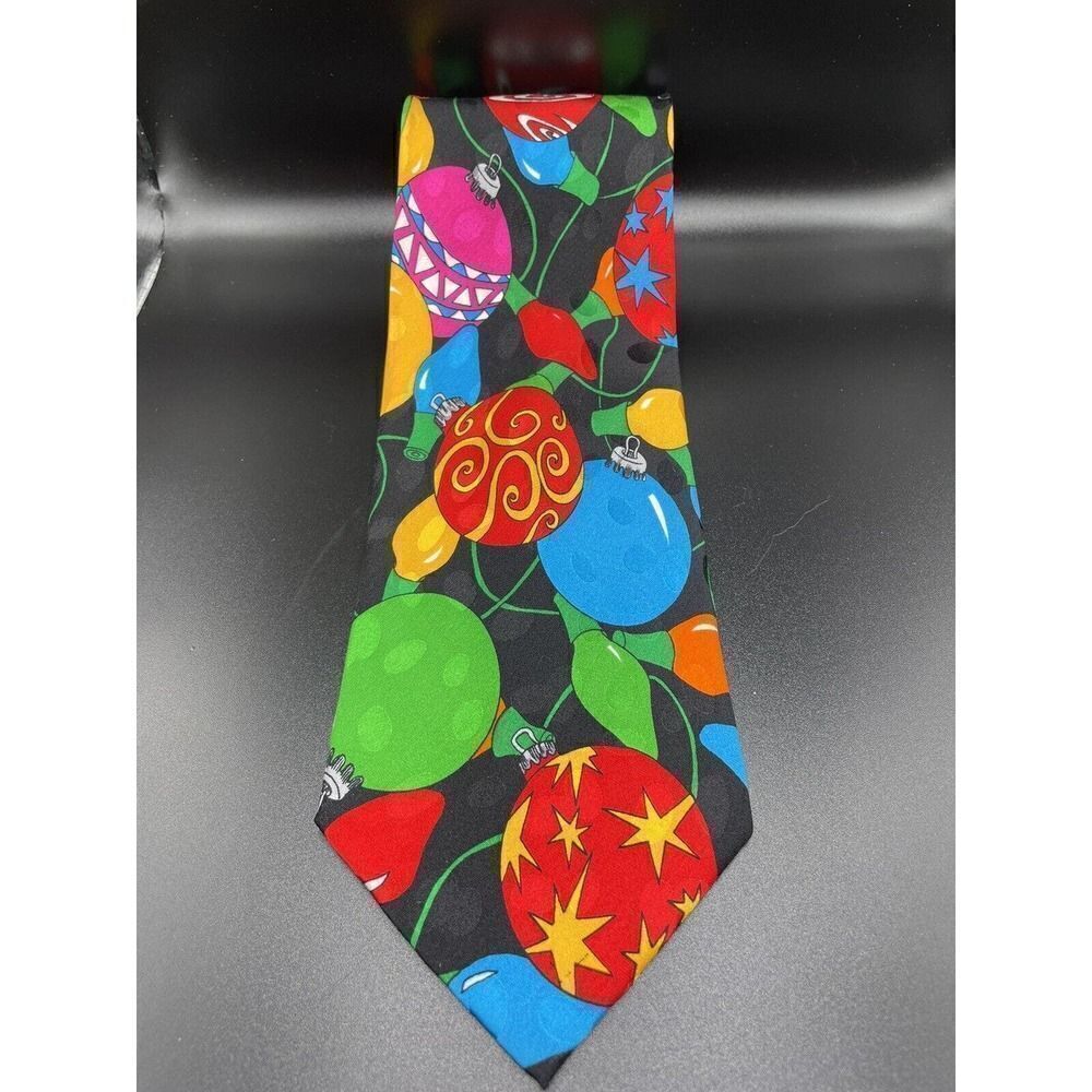 Addiction Christmas‎ Necktie 100% Silk. Vintage. Excellent Condition. Vibrant!